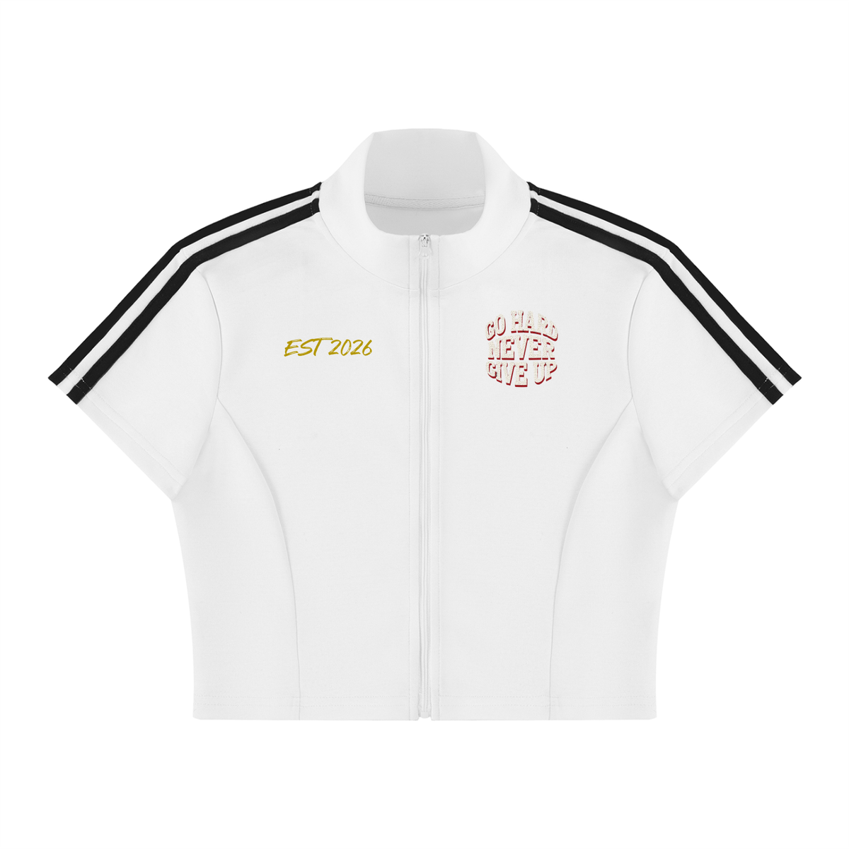 Women's Cropped Full Zip Short Sleeve T-Shirt