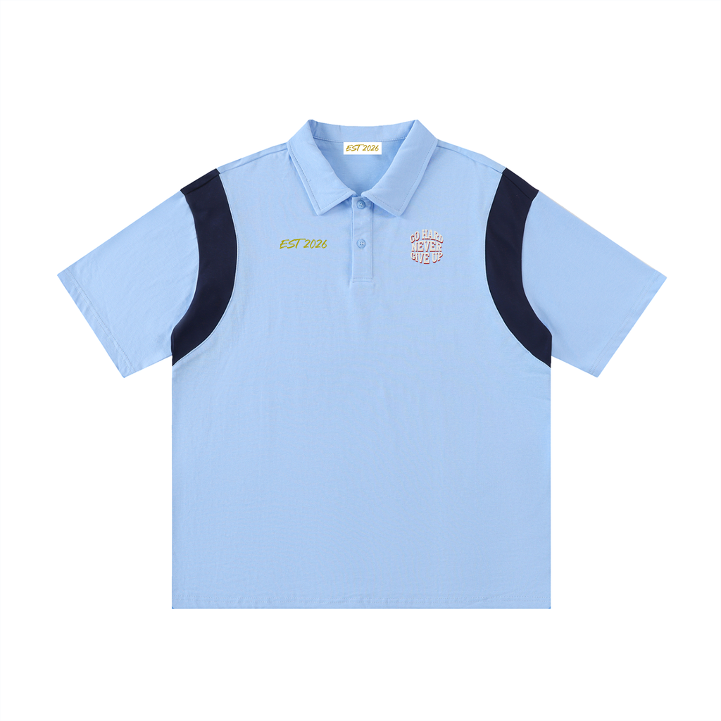 EST 2026 Men's Contrast Panel Cotton Polo Shirt