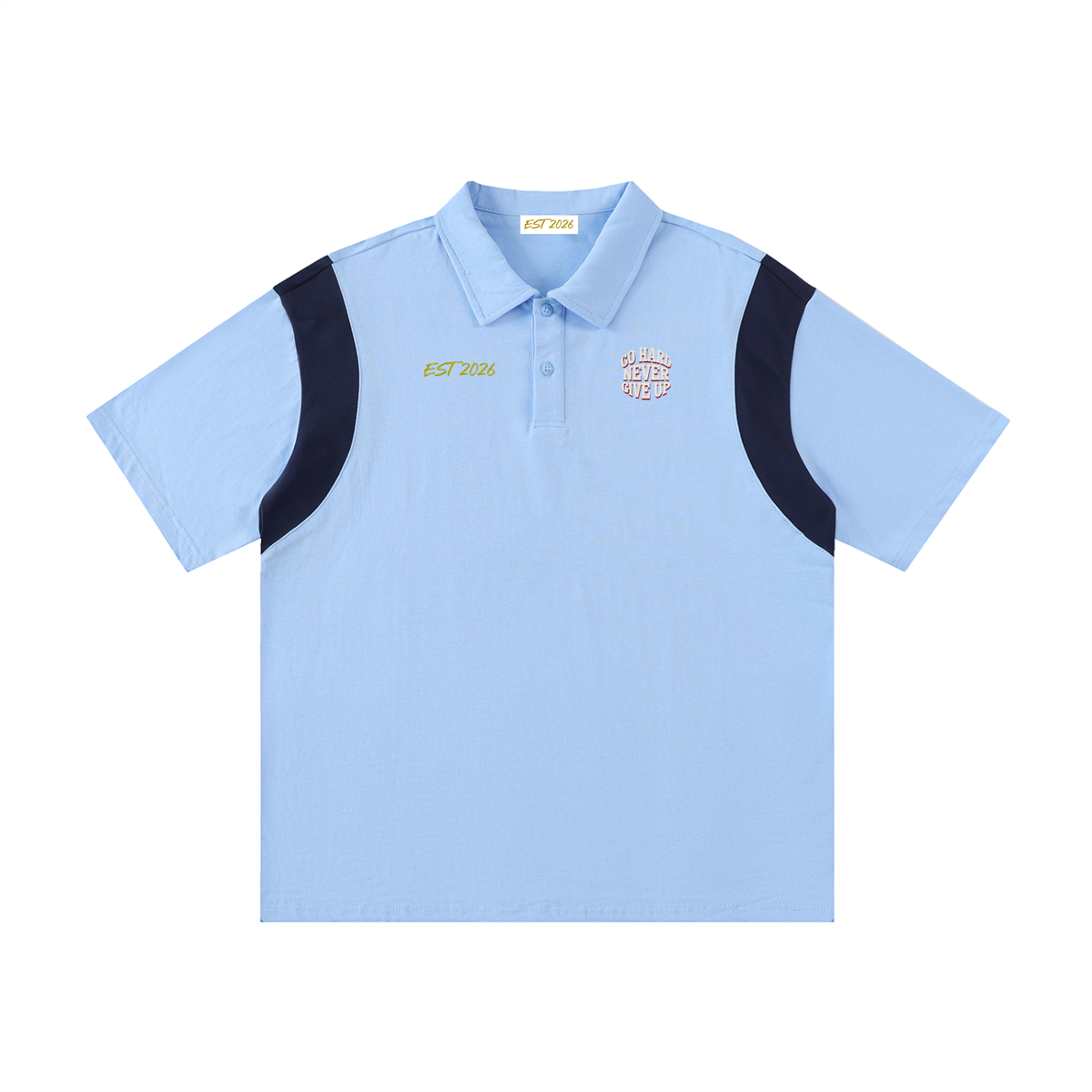 EST 2026 Men's Contrast Panel Cotton Polo Shirt