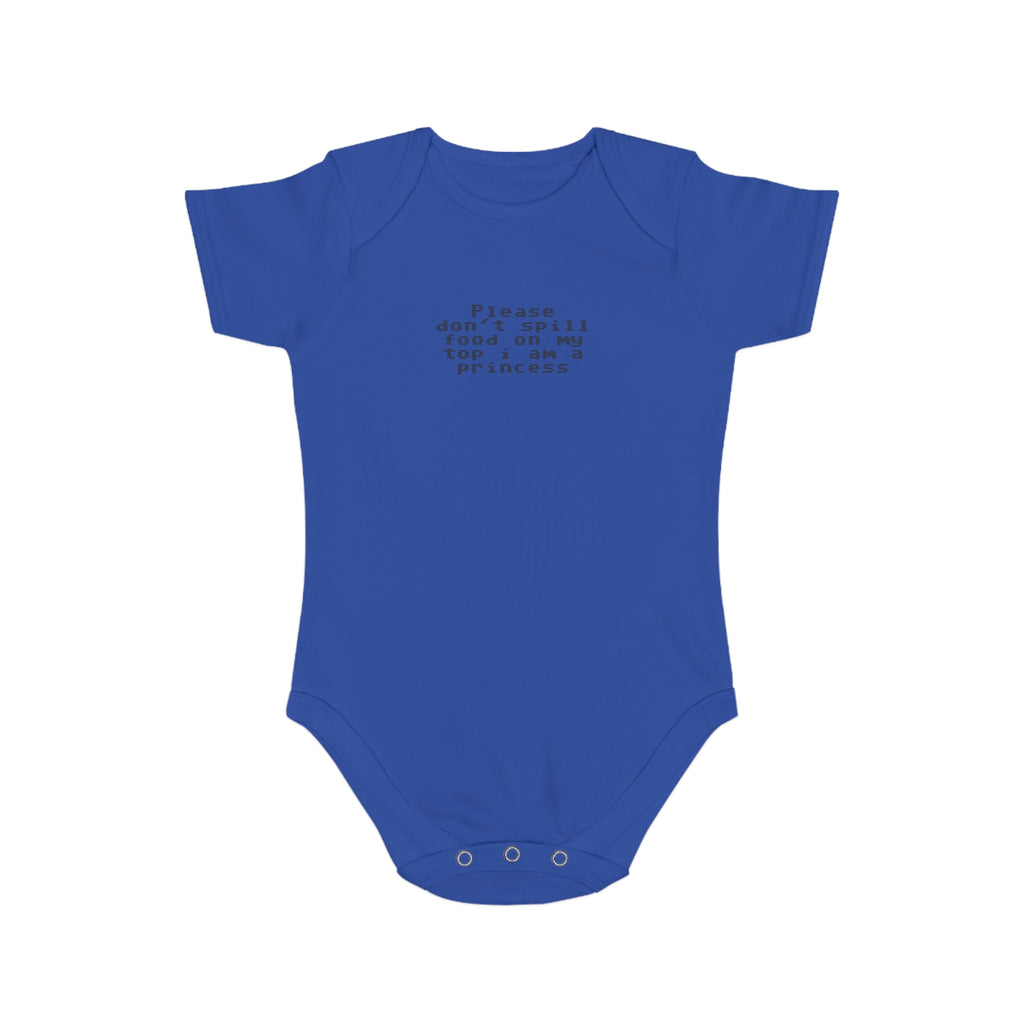 EST 2026 Baby Girl Bodysuit — "Please Don't Spill Food On My Top, I Am A Princess"