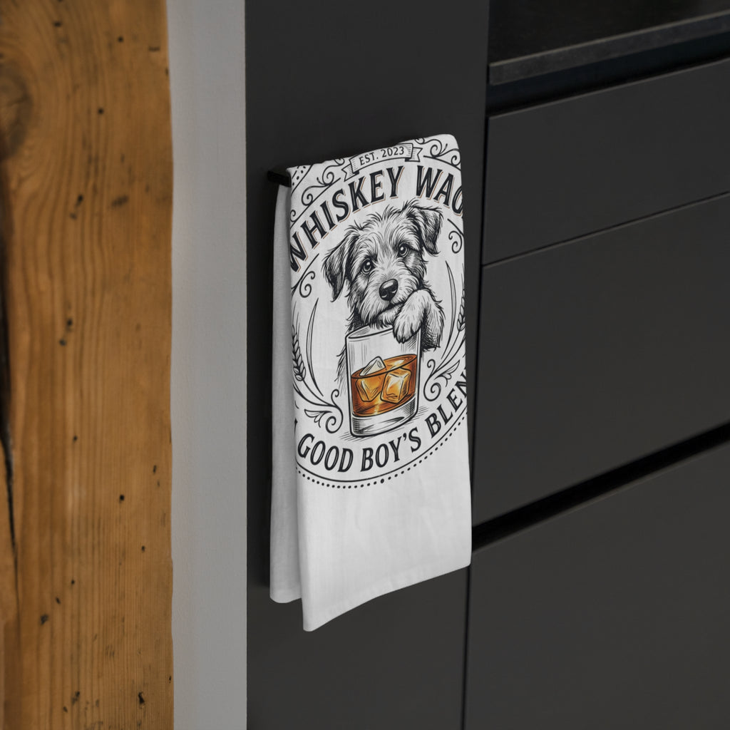 Tea Towel — "Whiskey Wags: A Good Boy's Blend" Dog Kitchen Towel