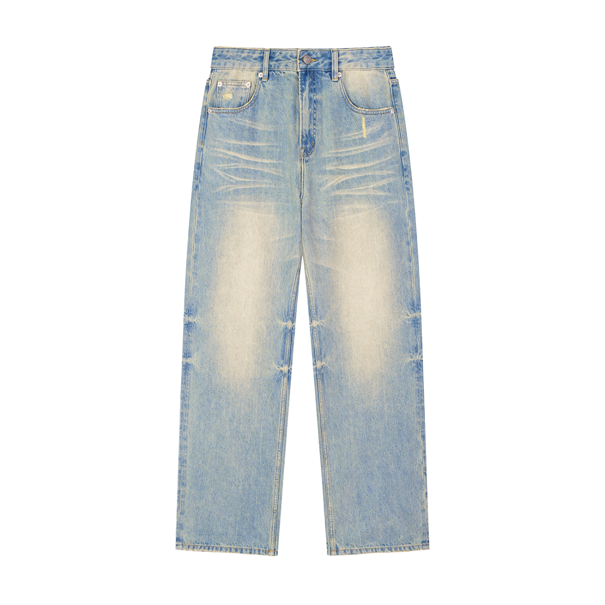 Men's Sun Fade Raw Hem Denim Jeans