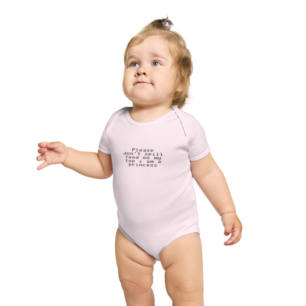 EST 2026 Baby Girl Bodysuit — "Please Don't Spill Food On My Top, I Am A Princess"