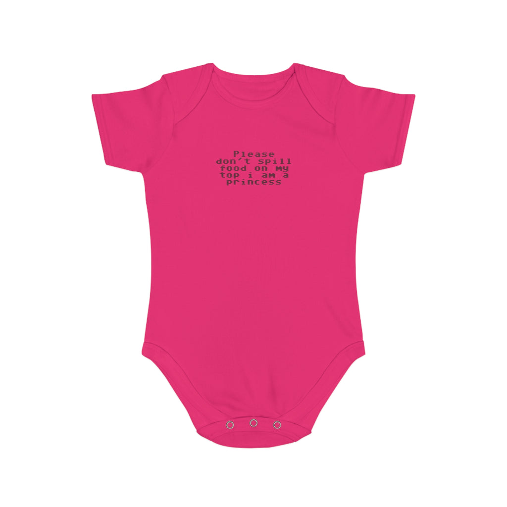 EST 2026 Baby Girl Bodysuit — "Please Don't Spill Food On My Top, I Am A Princess"