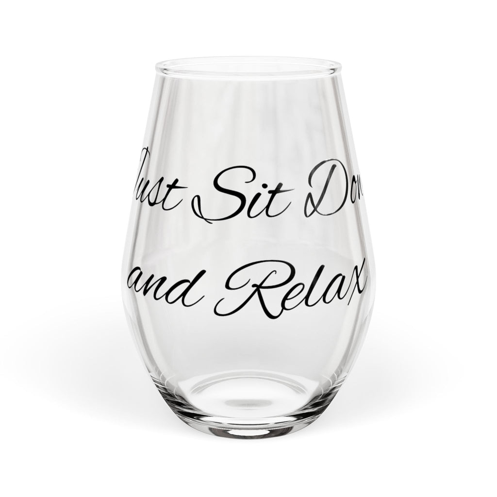 Stemless Wine Glass — 'Just Sit Down and Relax' | Gift Glassware
