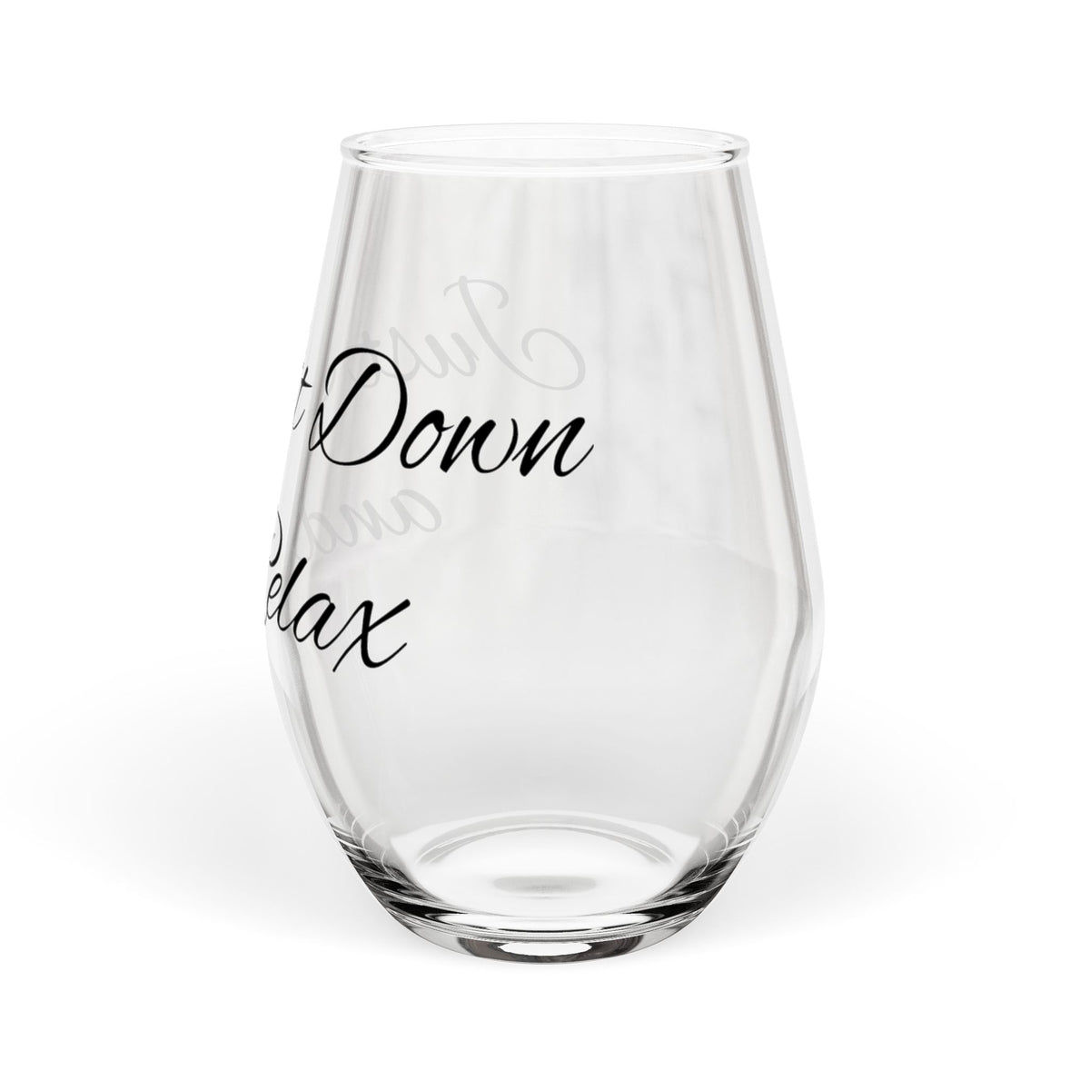 Stemless Wine Glass — 'Just Sit Down and Relax' | Gift Glassware