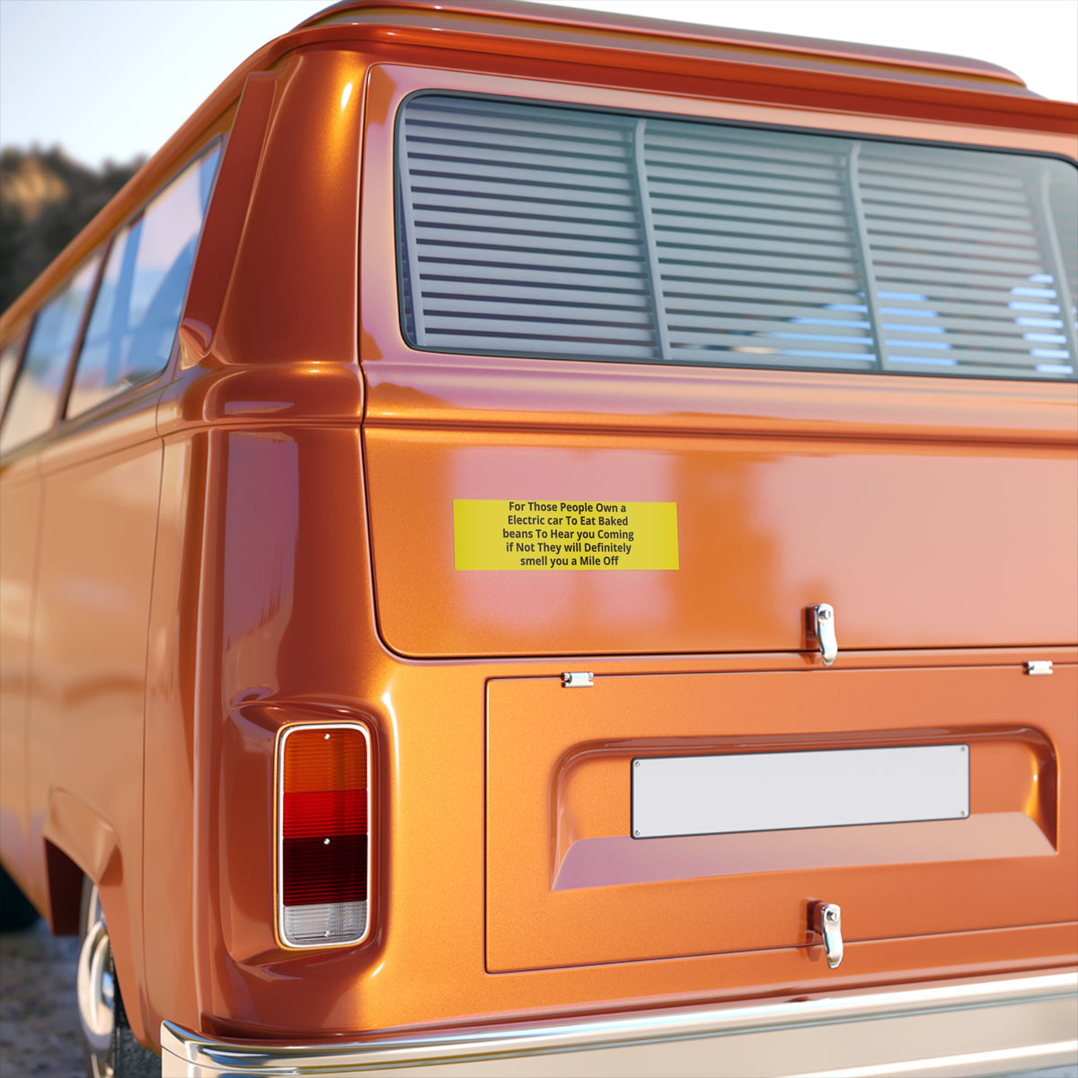 EST 2026 Funny Bumper Sticker — "Electric Car? Eat Baked Beans. They'll Hear You Coming!" Vinyl Car Decal
