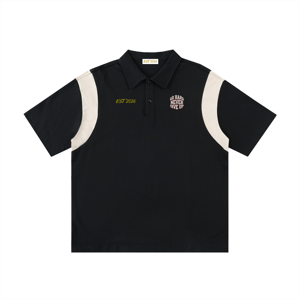 EST 2026 Men's Contrast Panel Cotton Polo Shirt