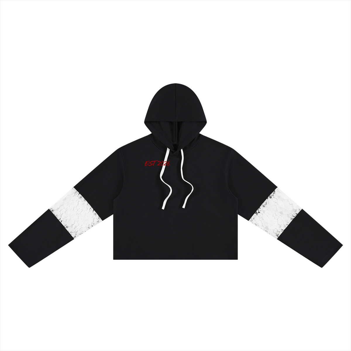 Women’s Cropped Lace-Panel Hoodie