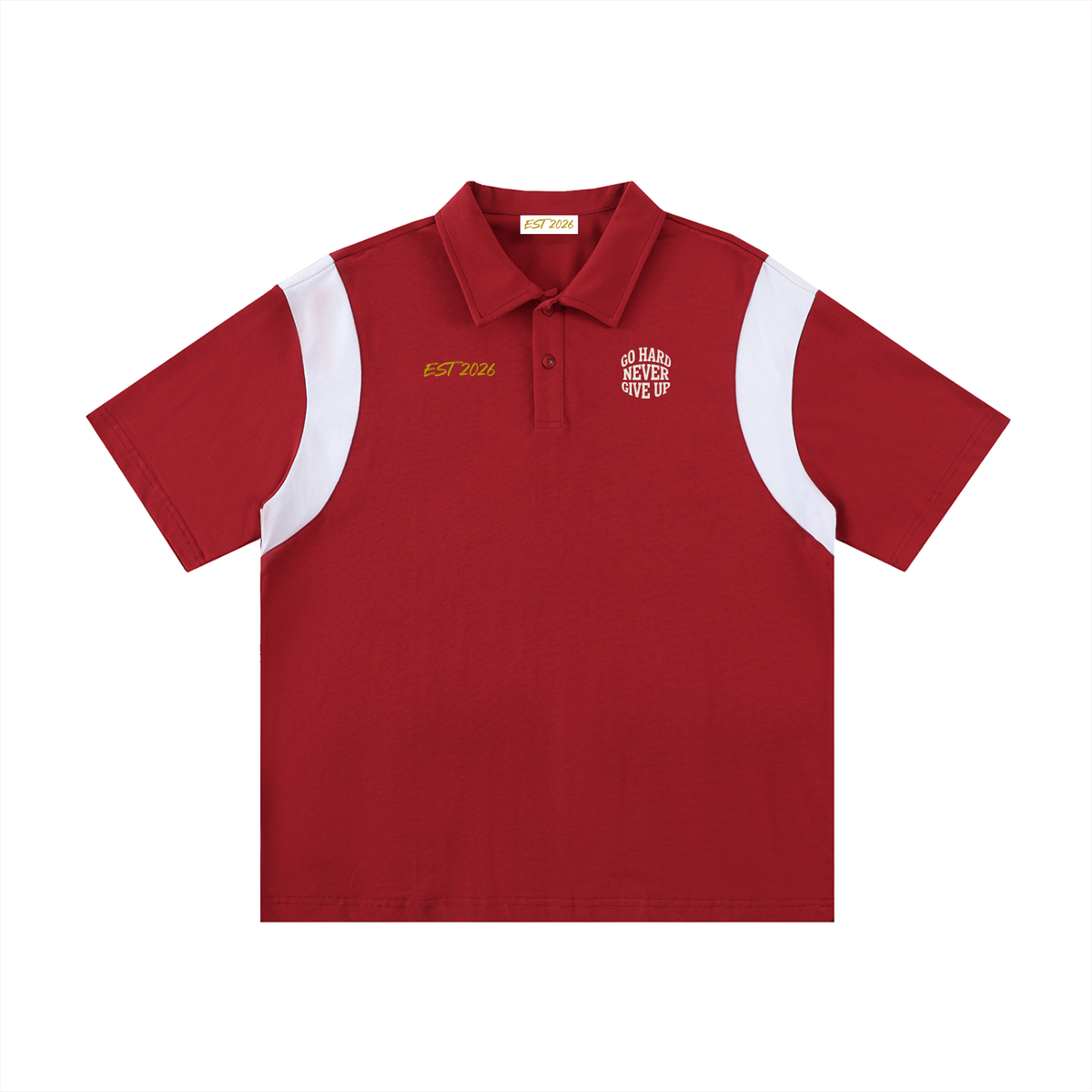 EST 2026 Men's Contrast Panel Cotton Polo Shirt