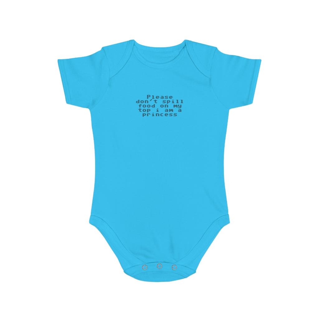 EST 2026 Baby Girl Bodysuit — "Please Don't Spill Food On My Top, I Am A Princess"