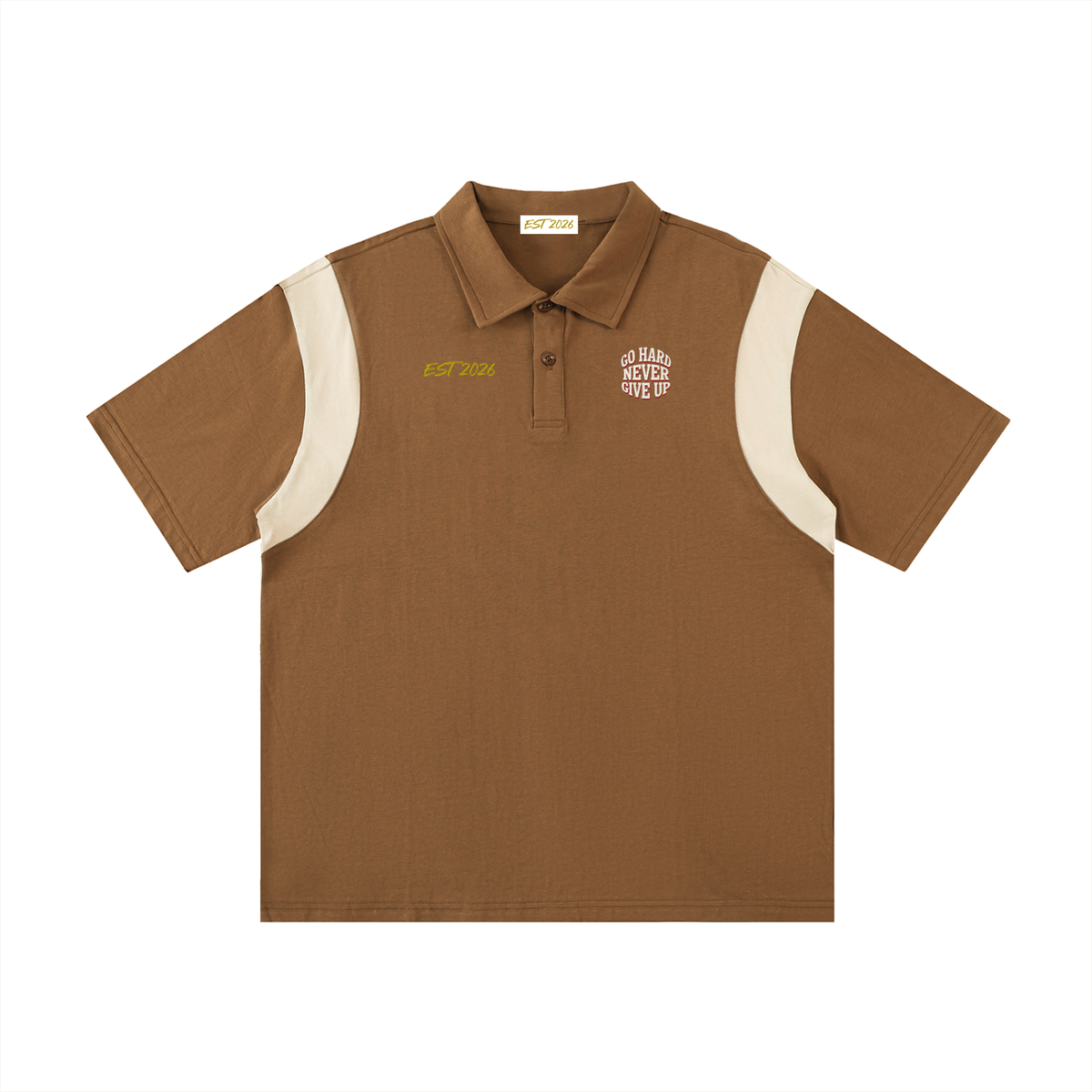 EST 2026 Men's Contrast Panel Cotton Polo Shirt