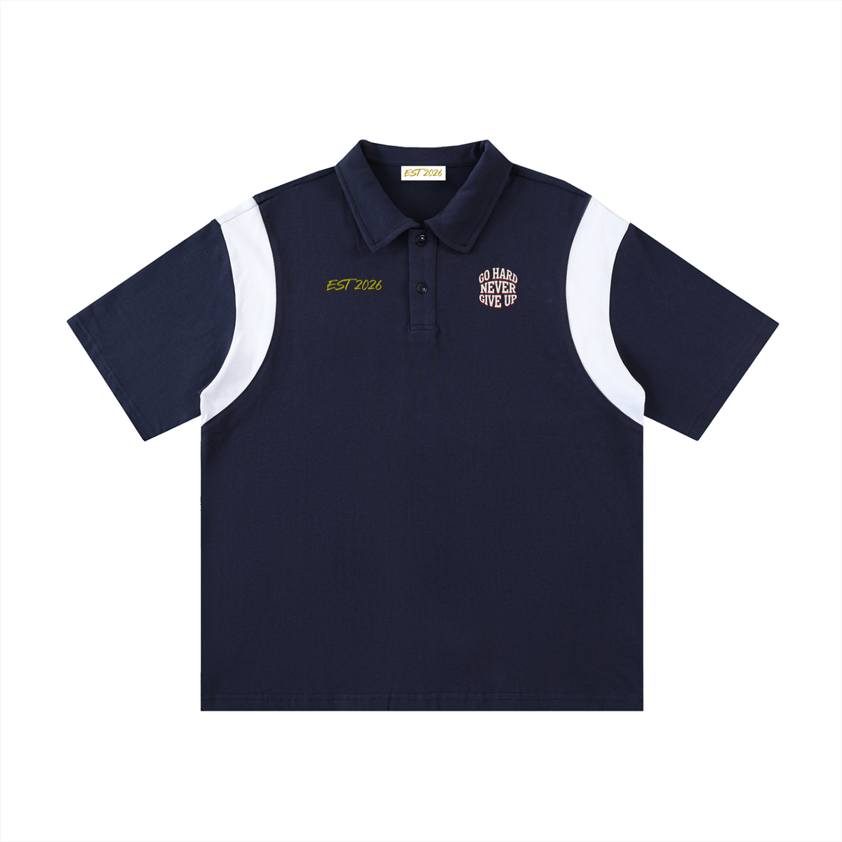 EST 2026 Men's Contrast Panel Cotton Polo Shirt