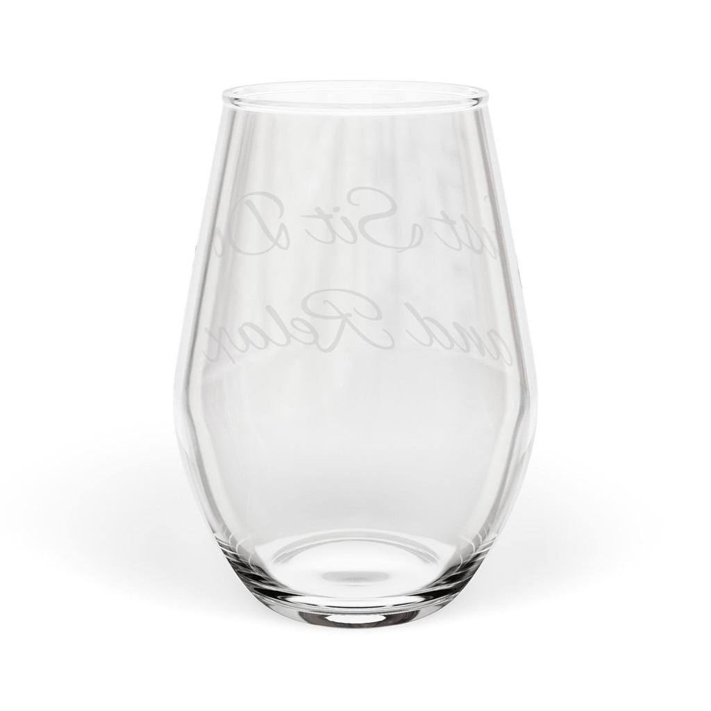 Stemless Wine Glass — 'Just Sit Down and Relax' | Gift Glassware