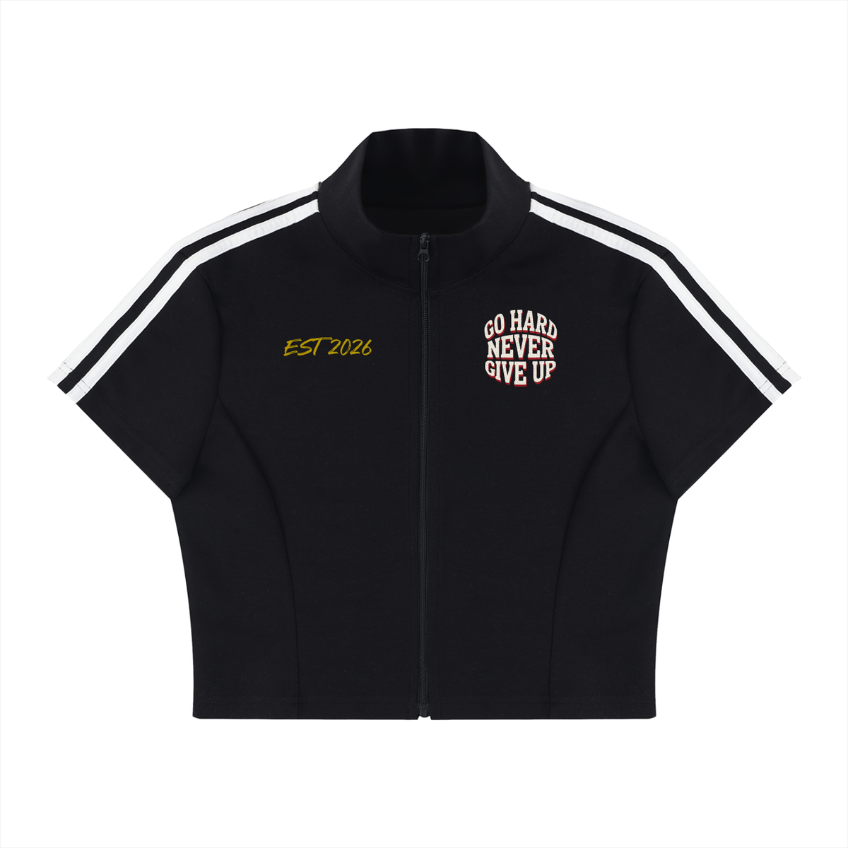 Women's Cropped Full Zip Short Sleeve T-Shirt