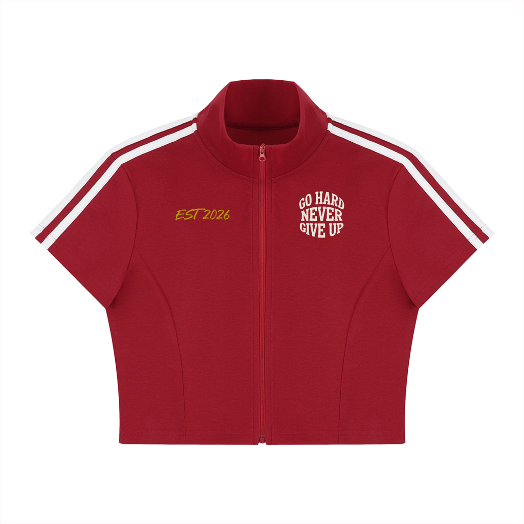 Women's Cropped Full Zip Short Sleeve T-Shirt