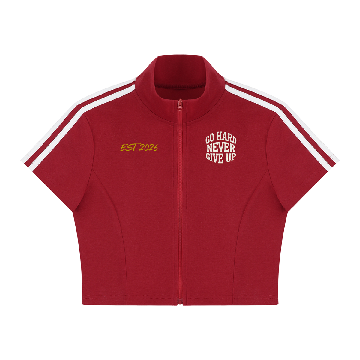 Women's Cropped Full Zip Short Sleeve T-Shirt
