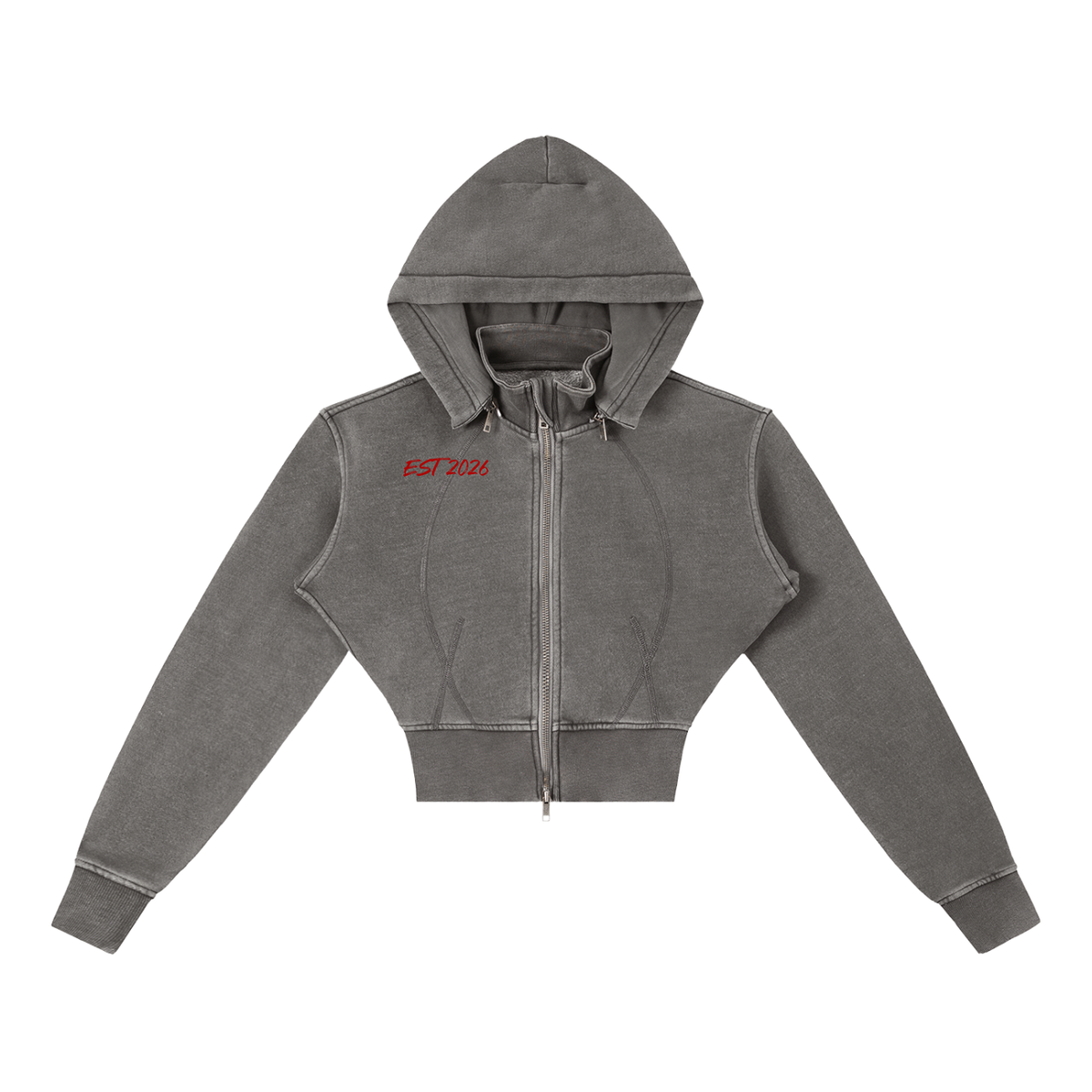 Vintage Washed Cropped Fleece Hoodie