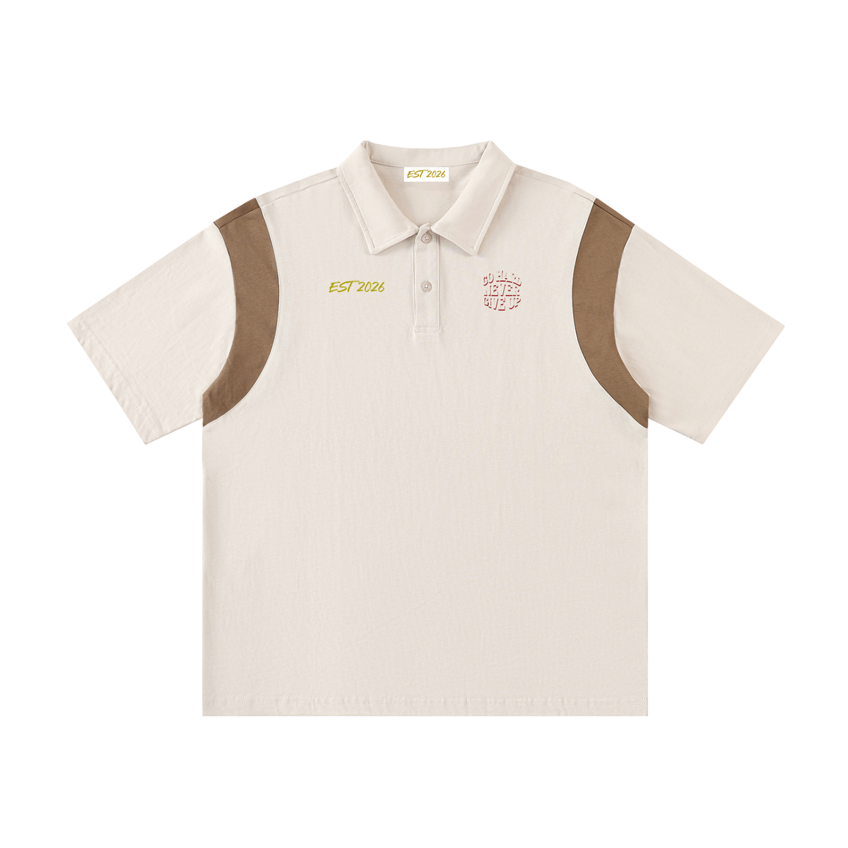 EST 2026 Men's Contrast Panel Cotton Polo Shirt