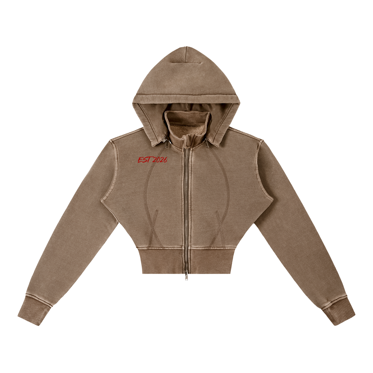 Vintage Washed Cropped Fleece Hoodie