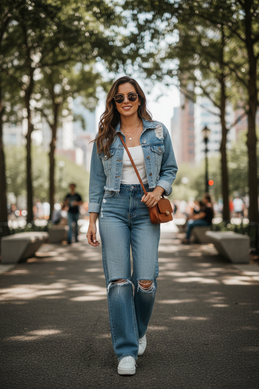 Women's Crop Denim Jacket Outdoor